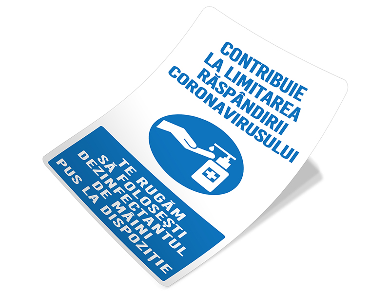 Sticker Informativ Covid-19 - Recomandare de dezinfectare a mainilor
